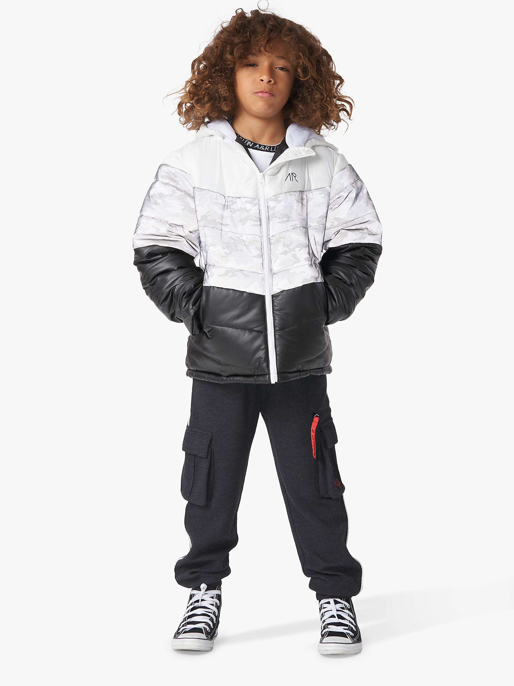 Buy Angel & Rocket Kids' Hunter Colour Block Quilted Jacket, White Online at johnlewis.com
