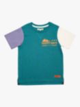 Angel & Rocket Kids' Olly Colourblock Happy Days T-Shirt, Teal, Teal