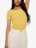 Mango Mangofi-H Cotton Floral Logo T-Shirt, Yellow