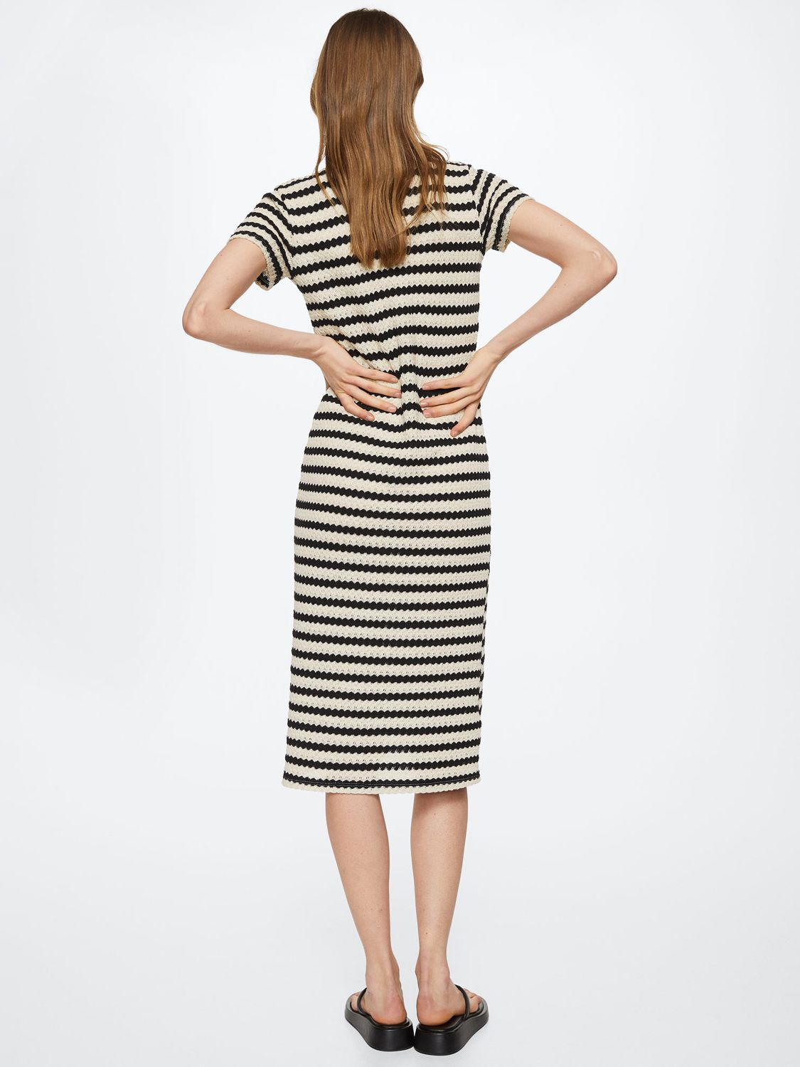 Mango Stripe Knitted Midi Dress