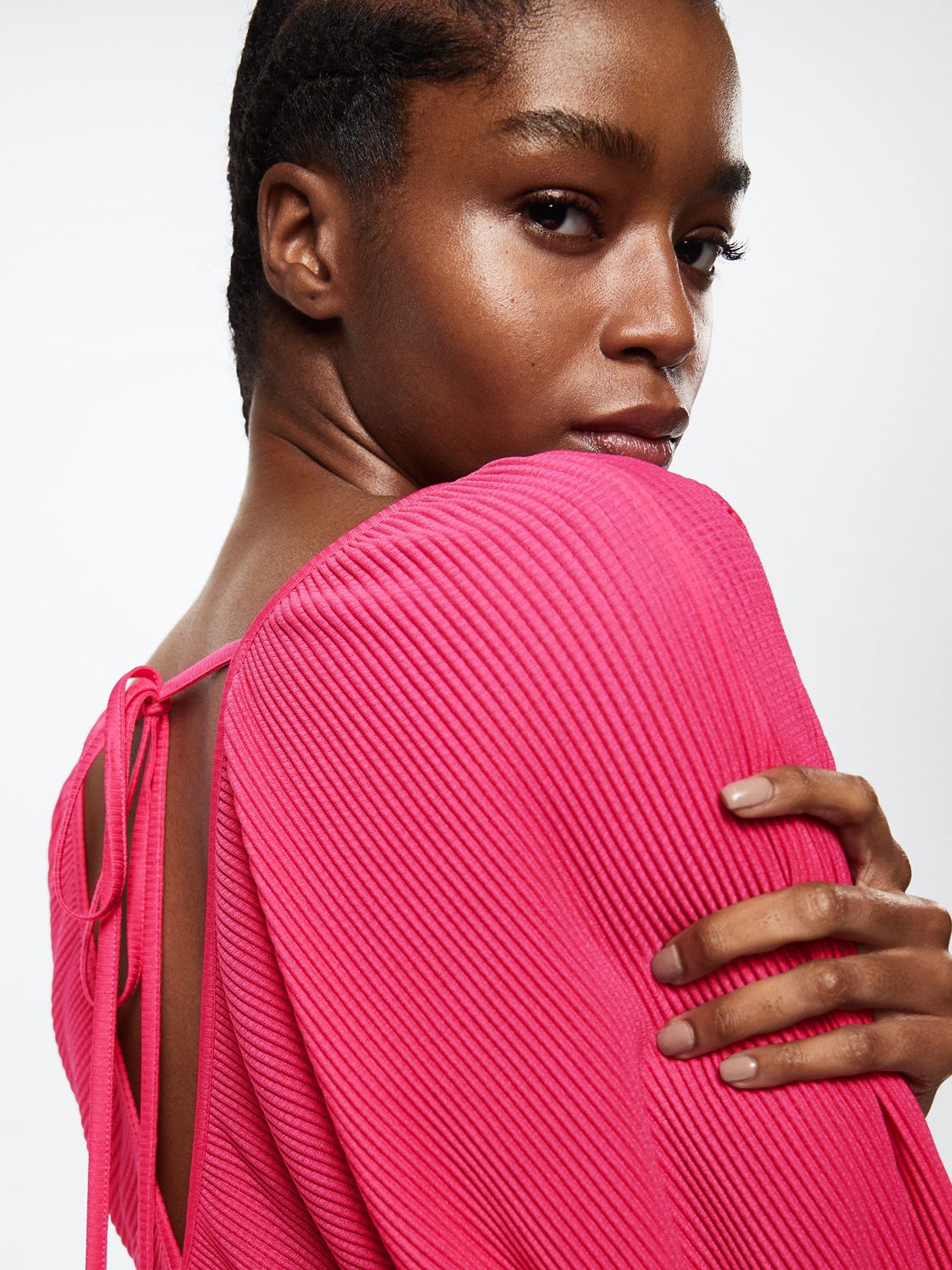 Mango Valentina Textured Mini Dress, Bright Pink at John Lewis & Partners