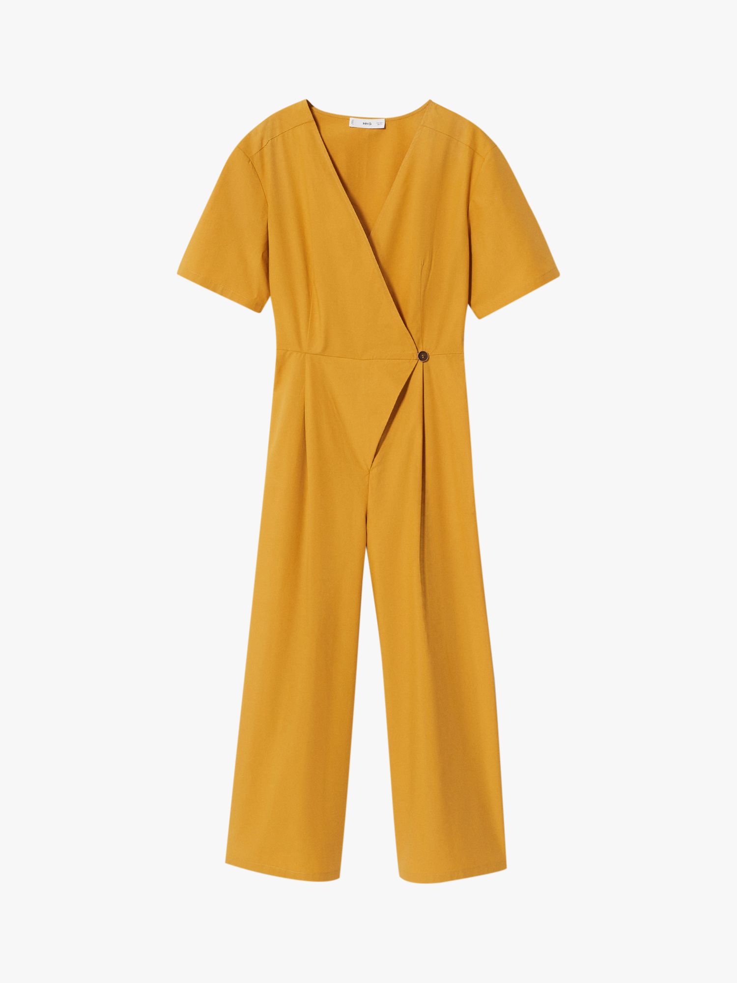Mango Cross Cotton Jumpsuit, Medium Yellow at John Lewis & Partners