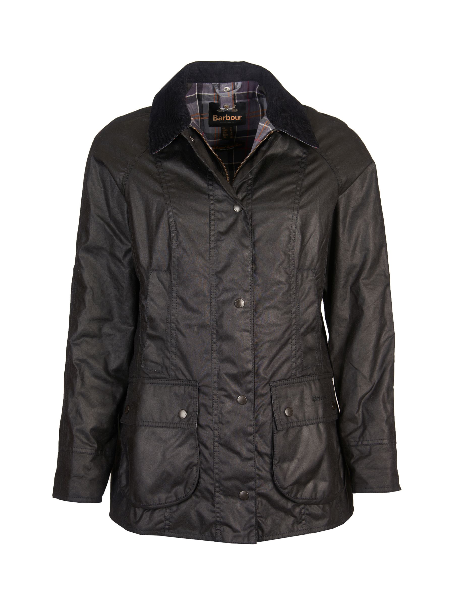 Barbour Bedale Plain Wax Jacket, Black at John Lewis & Partners