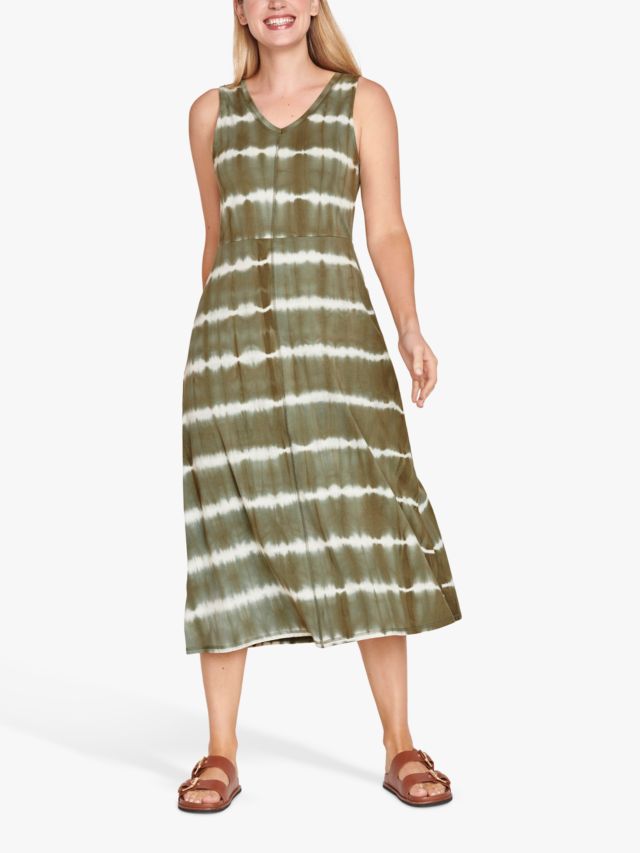 Thought Cleo Tie Dye Stripe Organic Cotton Dress, Olive Green, 6