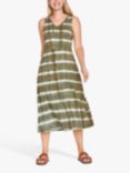 Thought Cleo Tie Dye Stripe Organic Cotton Dress, Olive Green