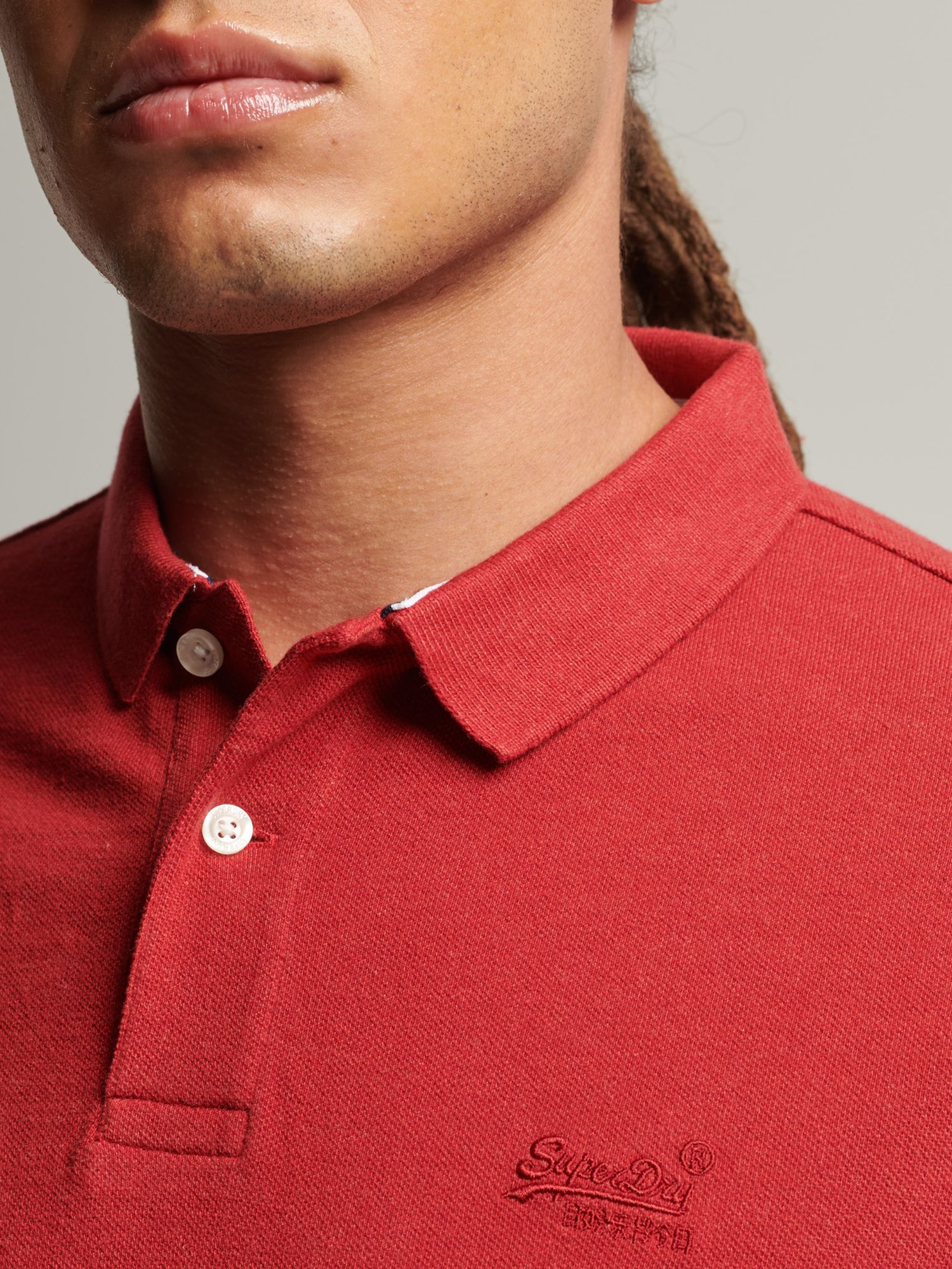 Superdry Classic Pique Organic Cotton Polo Shirt, Hike Red Marl, XXXL