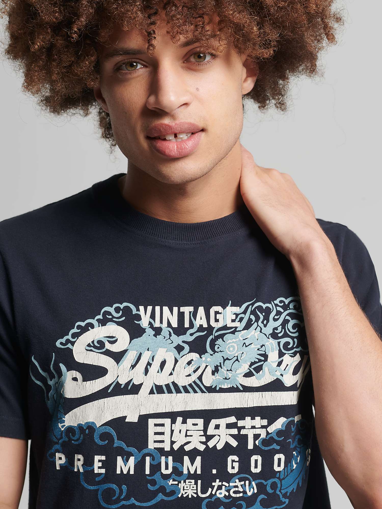 Superdry Printed T-Shirt, Eclipse Navy at John Lewis & Partners