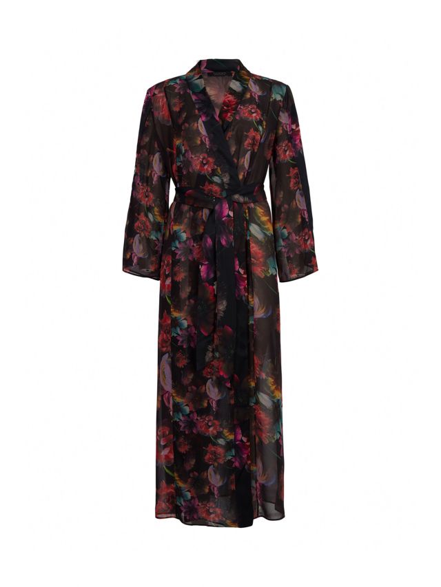 AllSaints Elsa Ahiahi Kimono, Black/Multi, 10