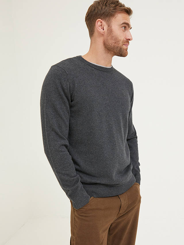 FatFace Braunton Crew Neck Cotton and Wool Jumper, Charcoal at John ...