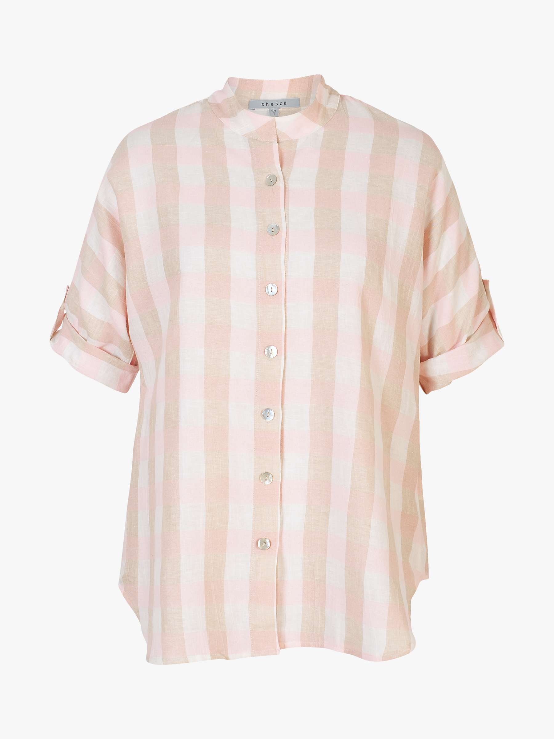Buy chesca Check Linen Blend Shirt, Blush Online at johnlewis.com