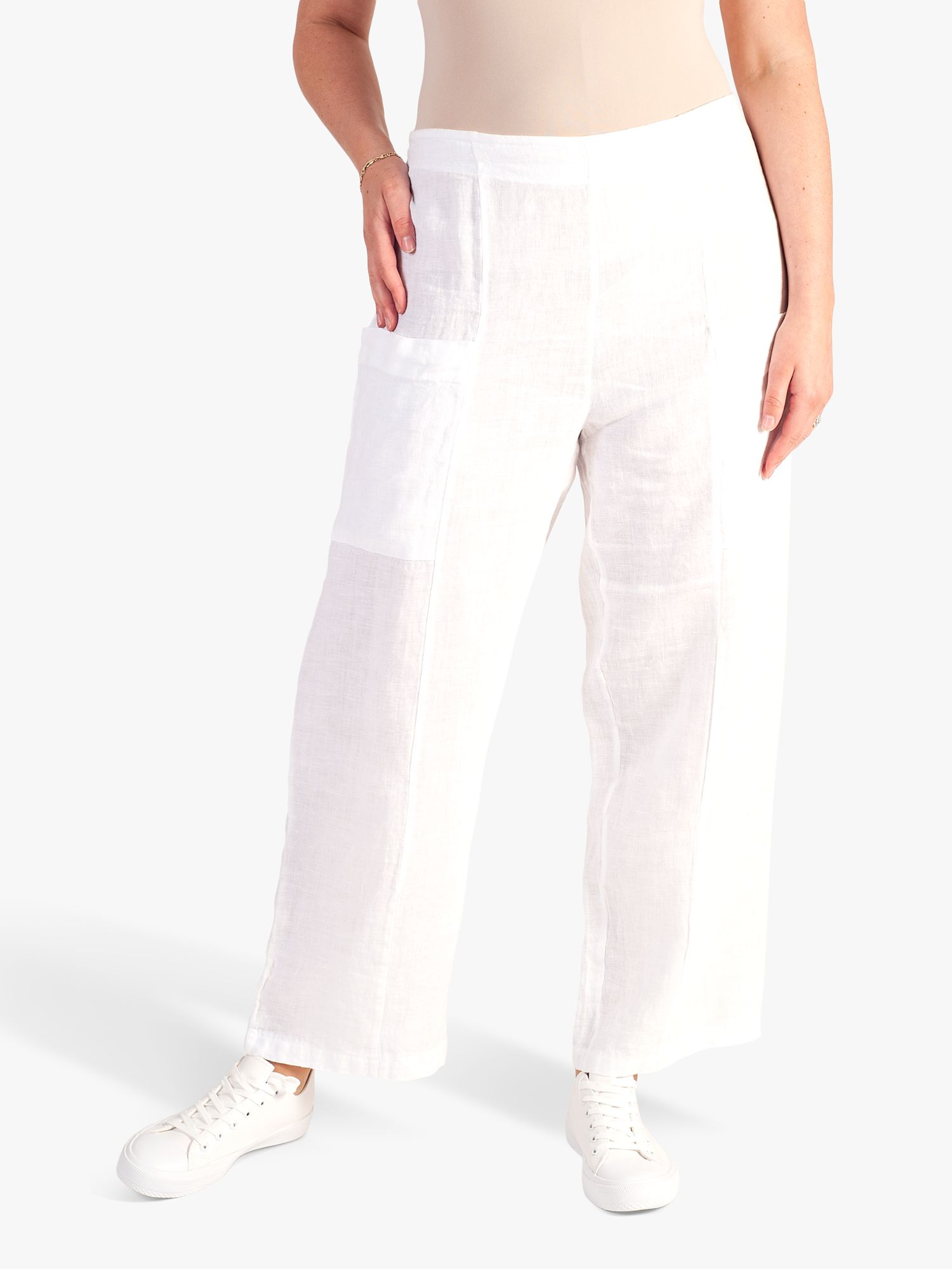 chesca Linen Trousers, White, 12-14