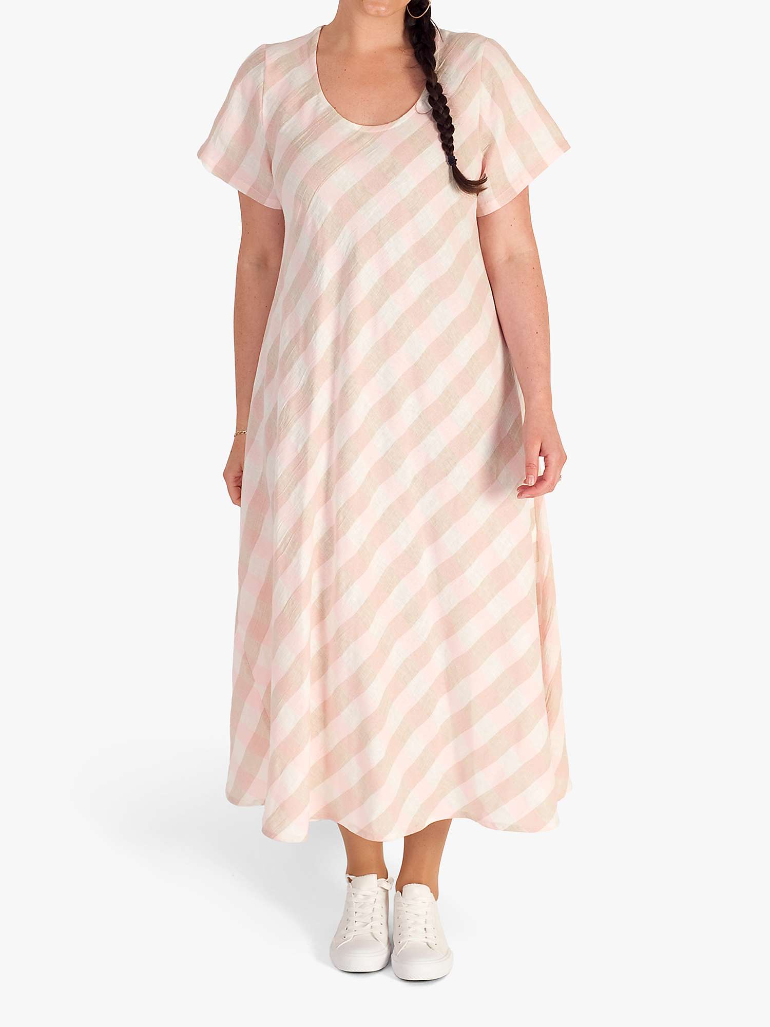 Buy chesca Check Print Short Sleeve Midi Dress, Pink Online at johnlewis.com