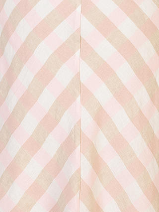 chesca Check Print Short Sleeve Midi Dress, Pink