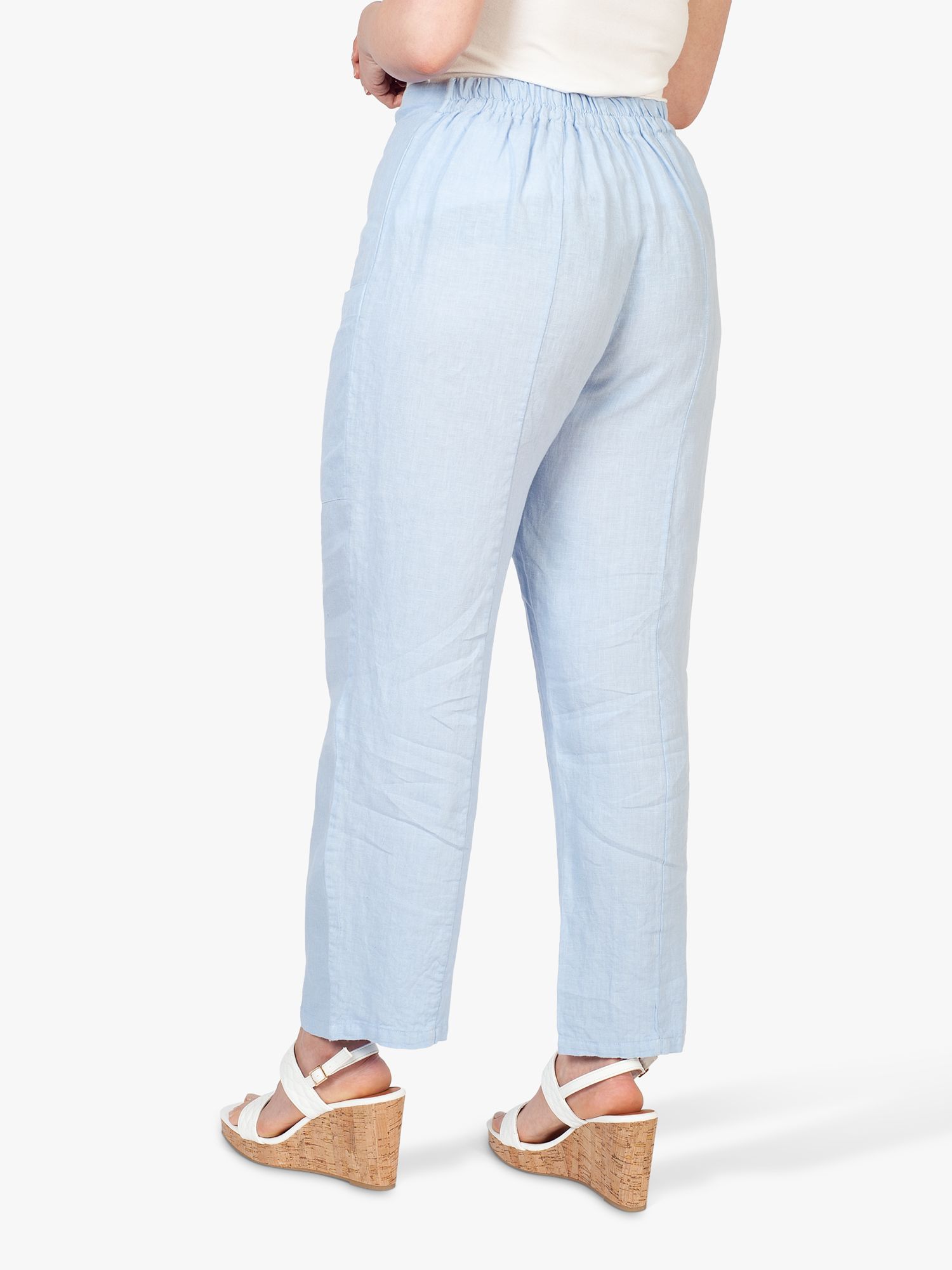 chesca Linen Straight Cut Trousers, Baby Blue, 12-14