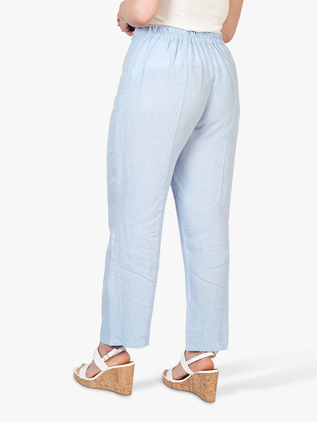 chesca Linen Straight Cut Trousers, Baby Blue