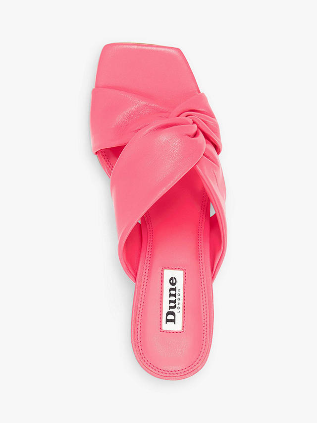 Dune Magnet Leather Cross Over Strap Mules, Pink-plain_leather