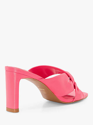Dune Magnet Leather Cross Over Strap Mules, Pink-plain_leather