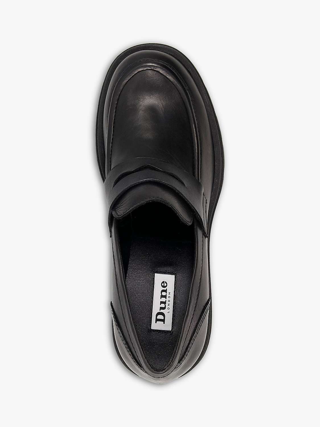 Dune Ground Leather Heeled Loafers, Black at John Lewis & Partners