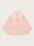 Monsoon Baby Laser Flower Pocket Coat, Pale Pink