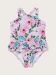 Monsoon Baby Floral Skirt Swimsuit, Pink