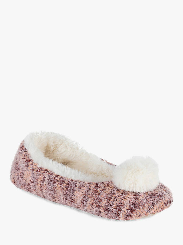 totes Fluffy Knit Ballet Slippers, Berry