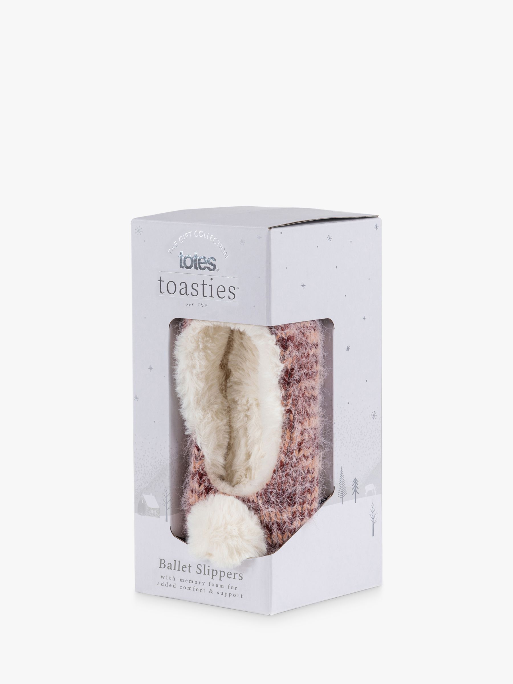 totes Fluffy Knit Ballet Slippers Berry