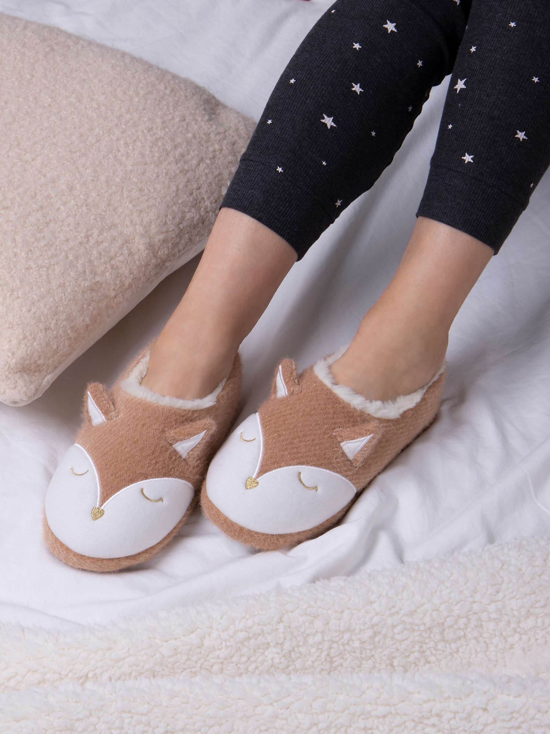 Buy totes Fox Novelty Slippers, Brown Online at johnlewis.com