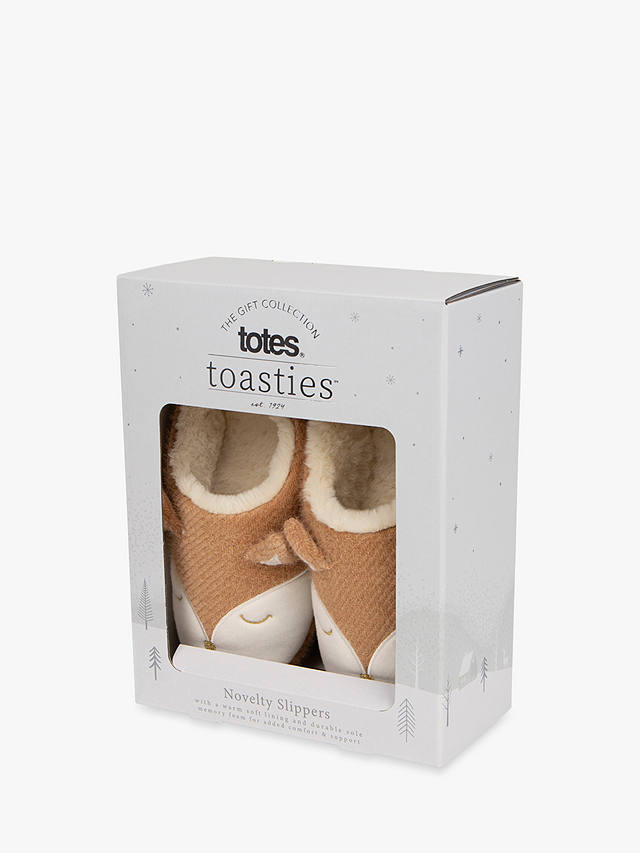 totes Fox Novelty Slippers, Brown
