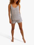 Piglet in Bed Stripe Linen Cami & Shorts Pyjama Set, Midnight