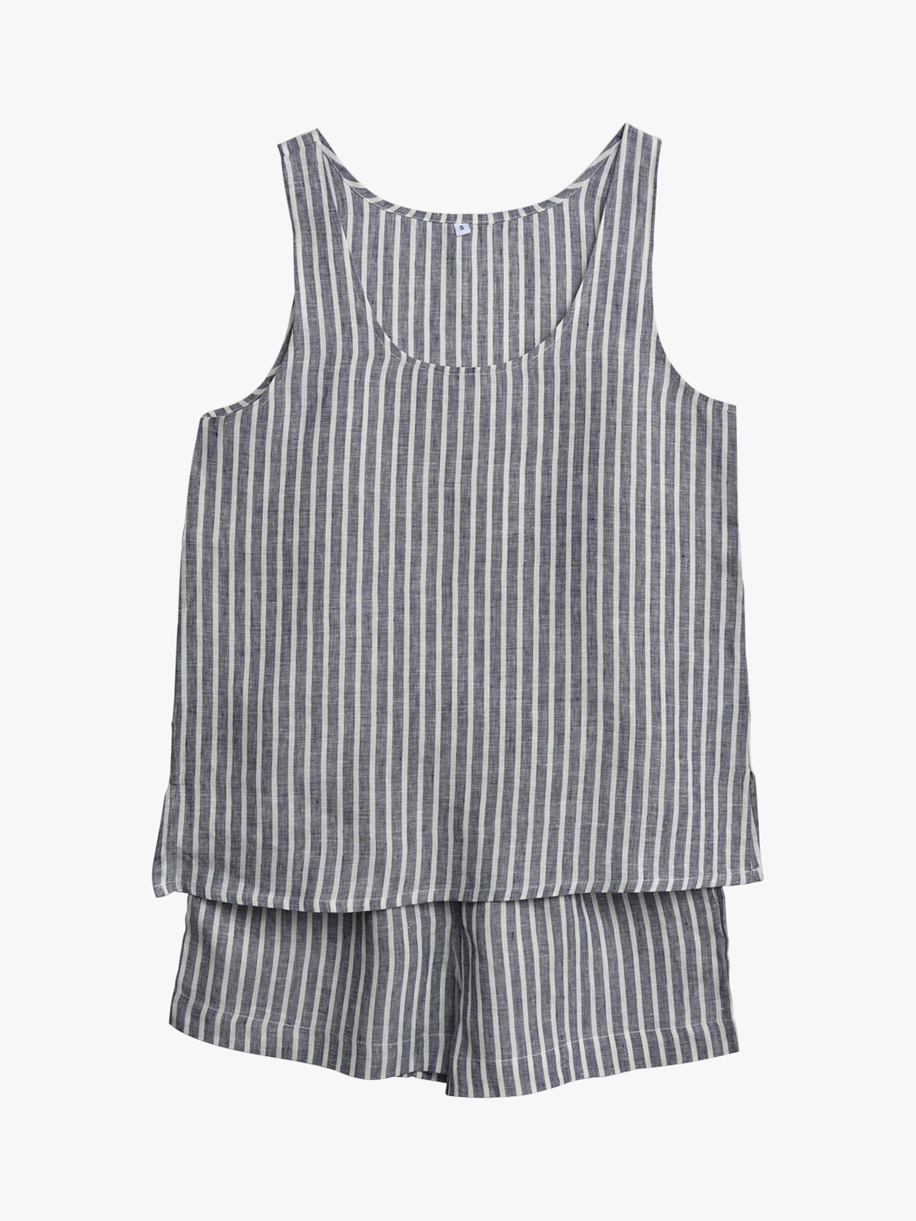 Buy Piglet in Bed Stripe Linen Cami & Shorts Pyjama Set, Midnight Online at johnlewis.com