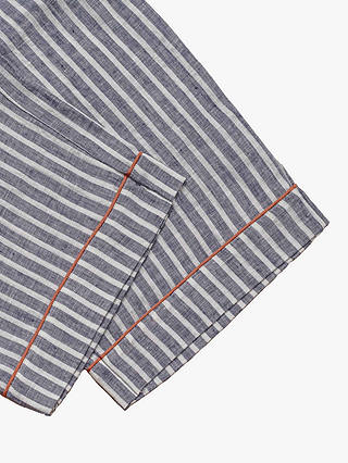 Piglet in Bed Stripe Linen Shirt & Trouser Pyjama Set, Midnight