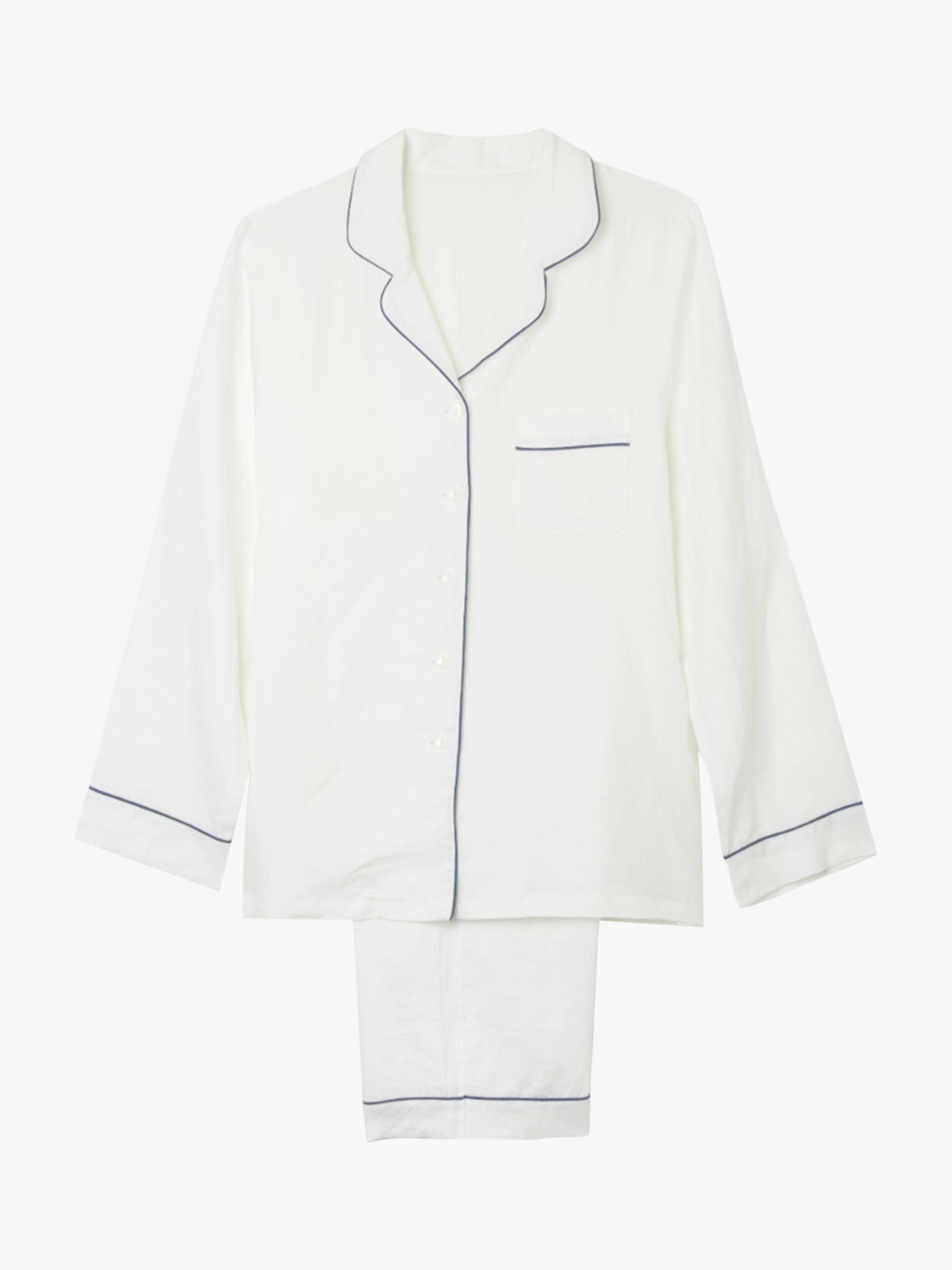 Piglet in Bed Plain Shirt Linen Pyjama Set, White at John Lewis & Partners