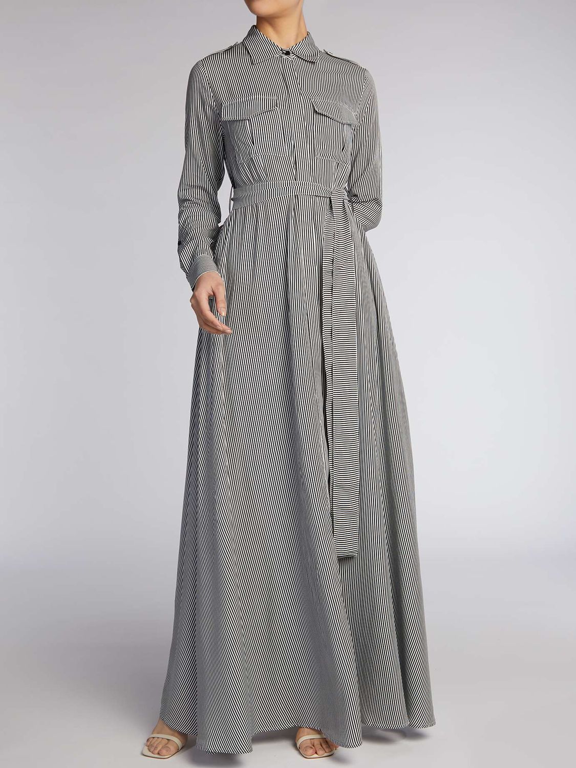 Aab Mono Lines Shirt Maxi Dress, Black/Multi at John Lewis & Partners