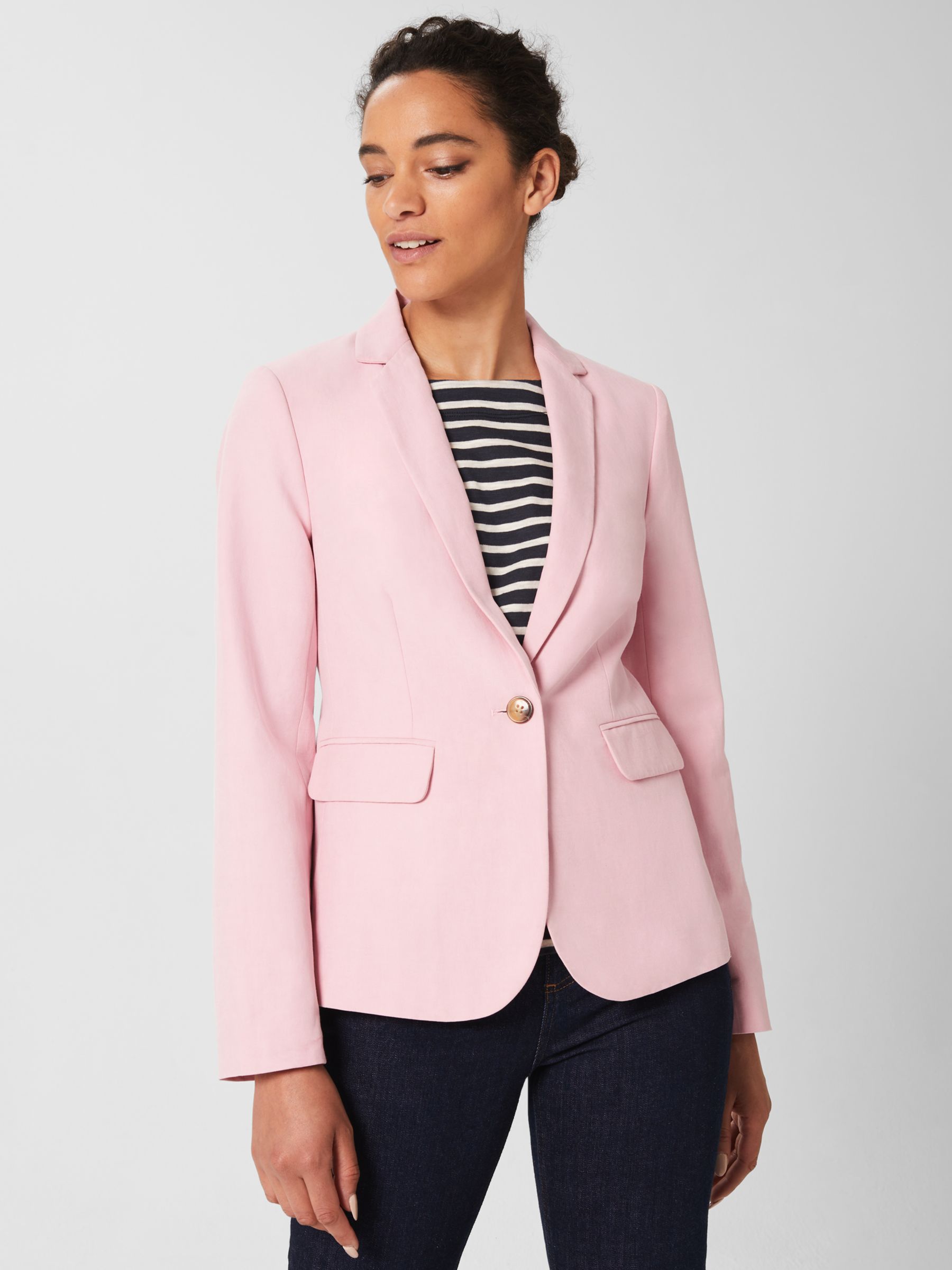 Hobbs Trinity Silk Linen Blend Blazer, Pale Pink at John Lewis & Partners