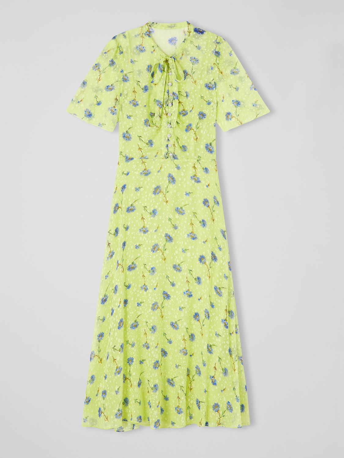 L.K.Bennett Sina Silk Blend Midi Dress, Lime Green at John Lewis & Partners