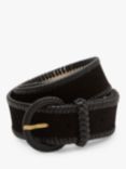 Boden Suede Woven Leather Trim Belt, Black