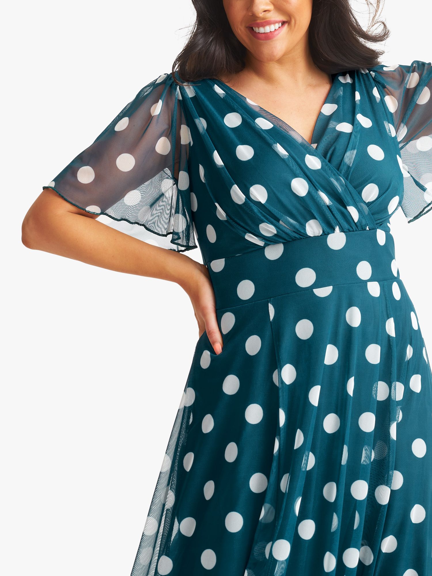 Buy Scarlett & Jo Victoria Spot Print Angel Sleeve Midi Dress Online at johnlewis.com