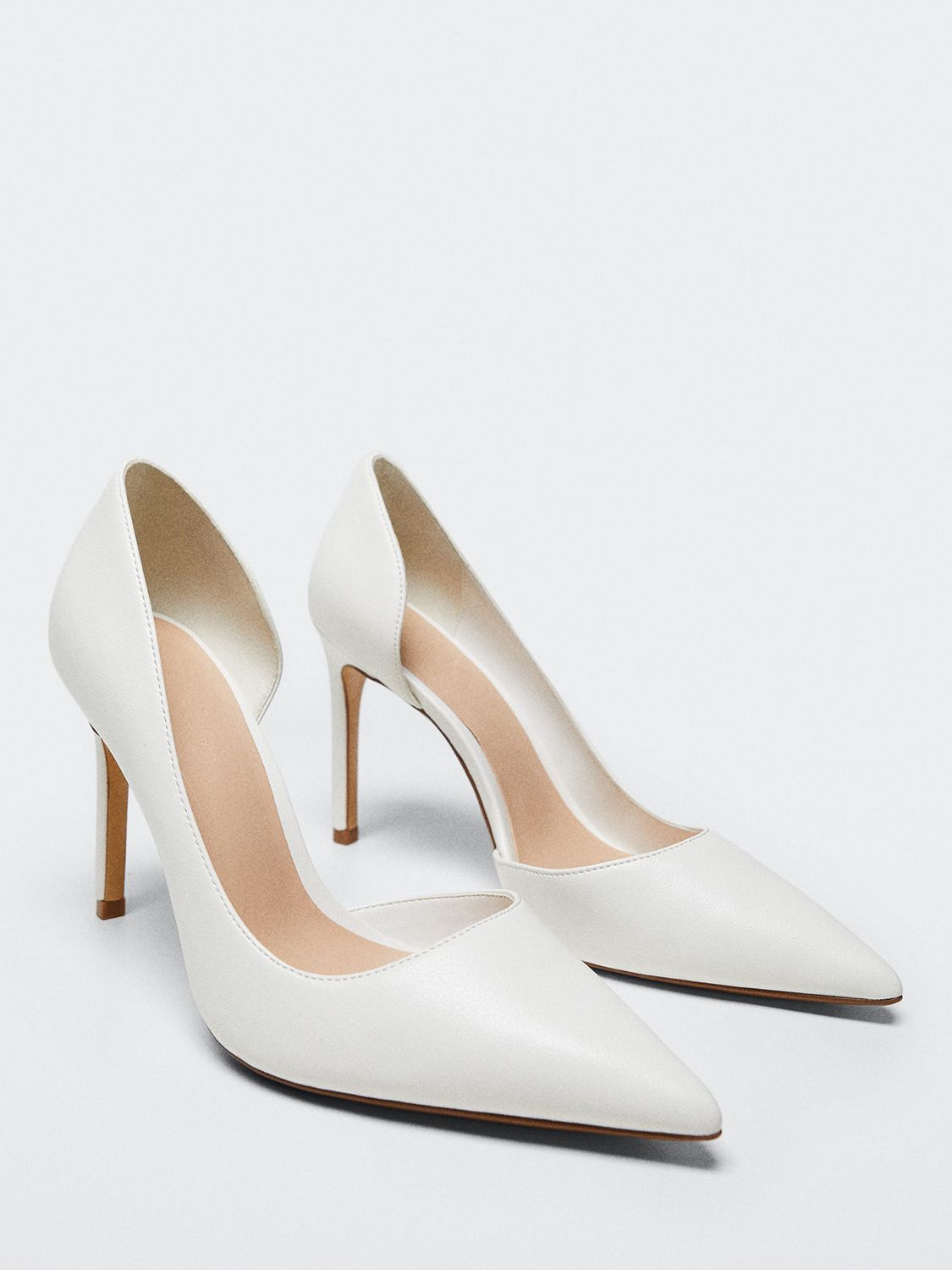 Mango Audrey Stiletto Heel Court Shoes, White at John Lewis & Partners