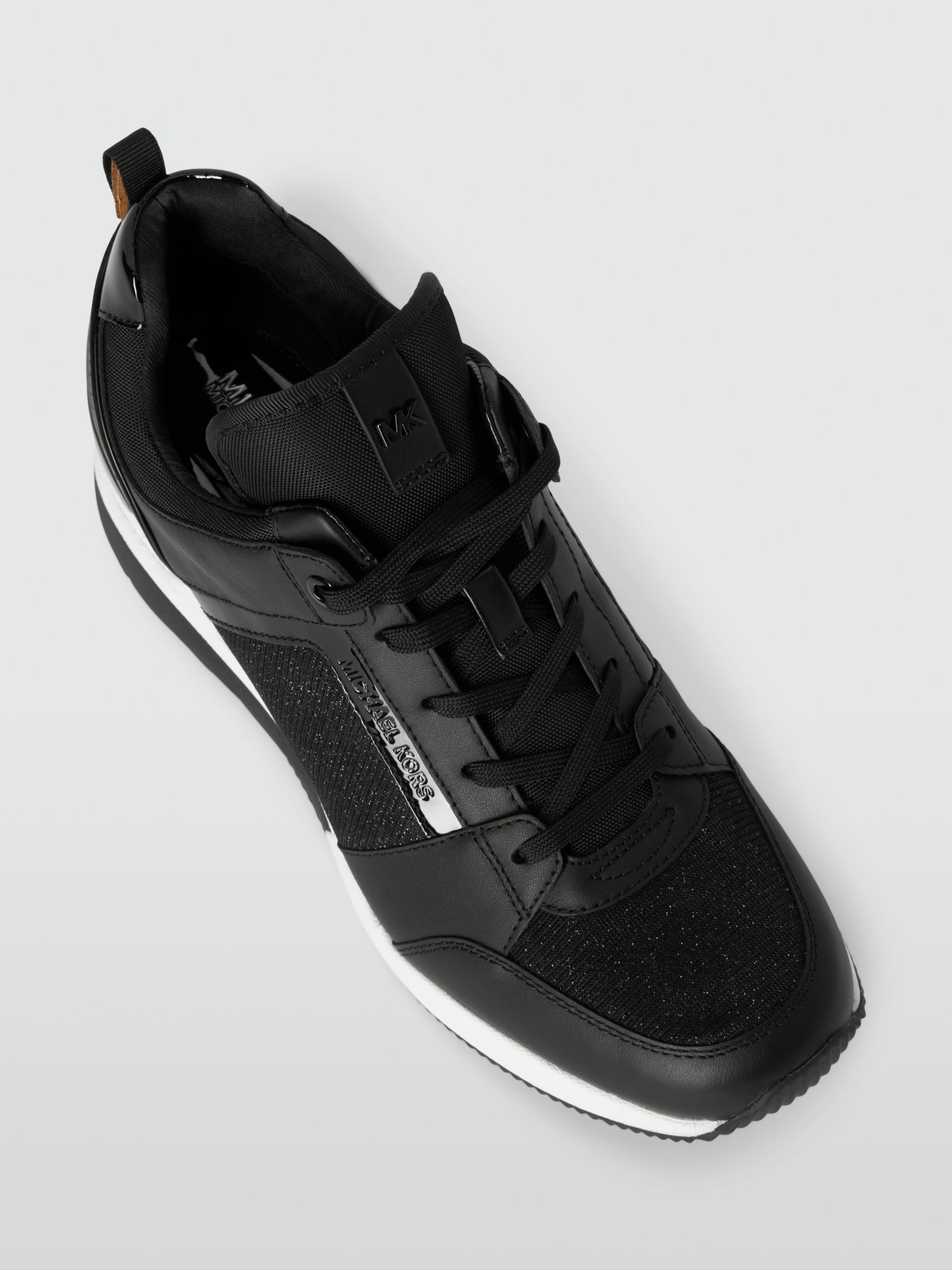 Michael Kors Georgie Leather Wedge Heel Trainers, Black, 4
