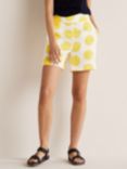Boden Linen Spot Print Shorts, Lemon Fizz