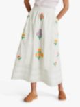 Boden Floral Embroidery Midi Skirt, White
