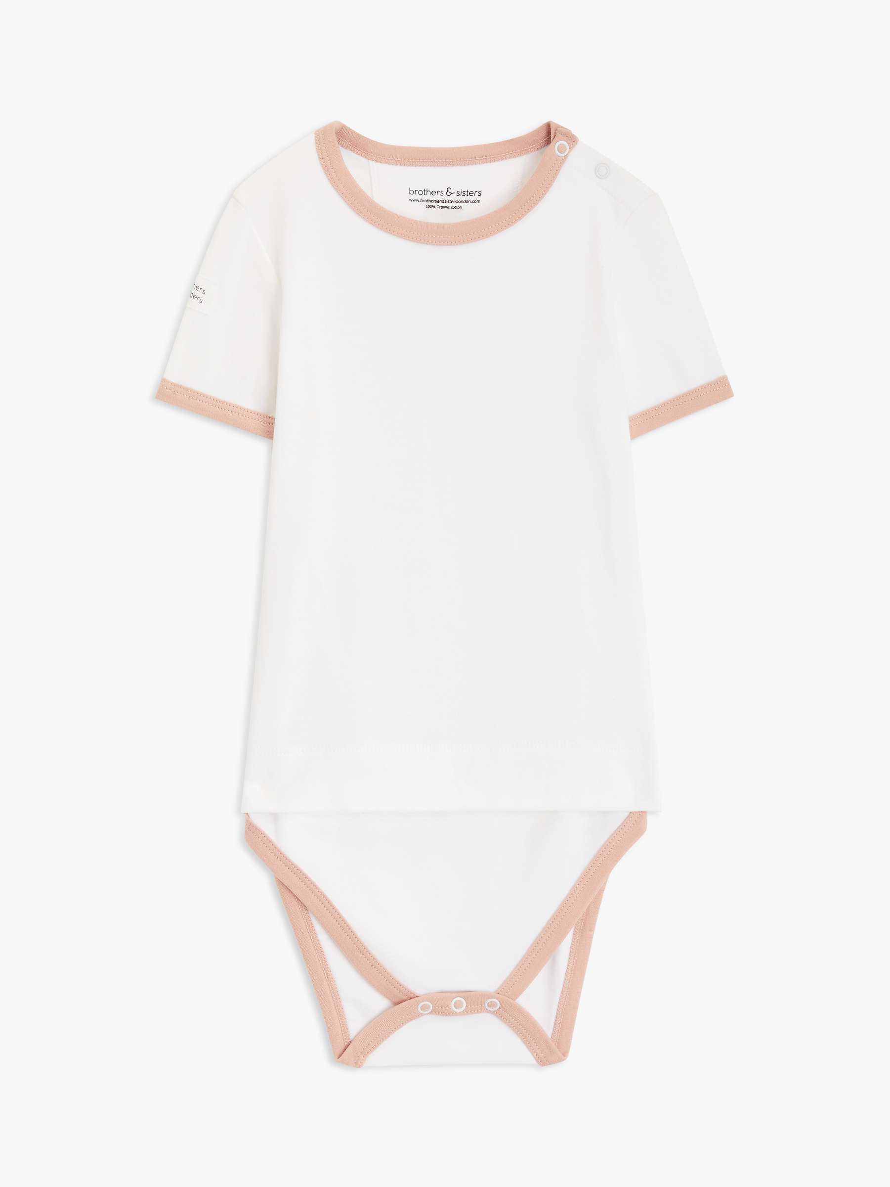 Buy Brothers & Sisters Kids' Organic Cotton Unisex Tee, White/Pink Online at johnlewis.com