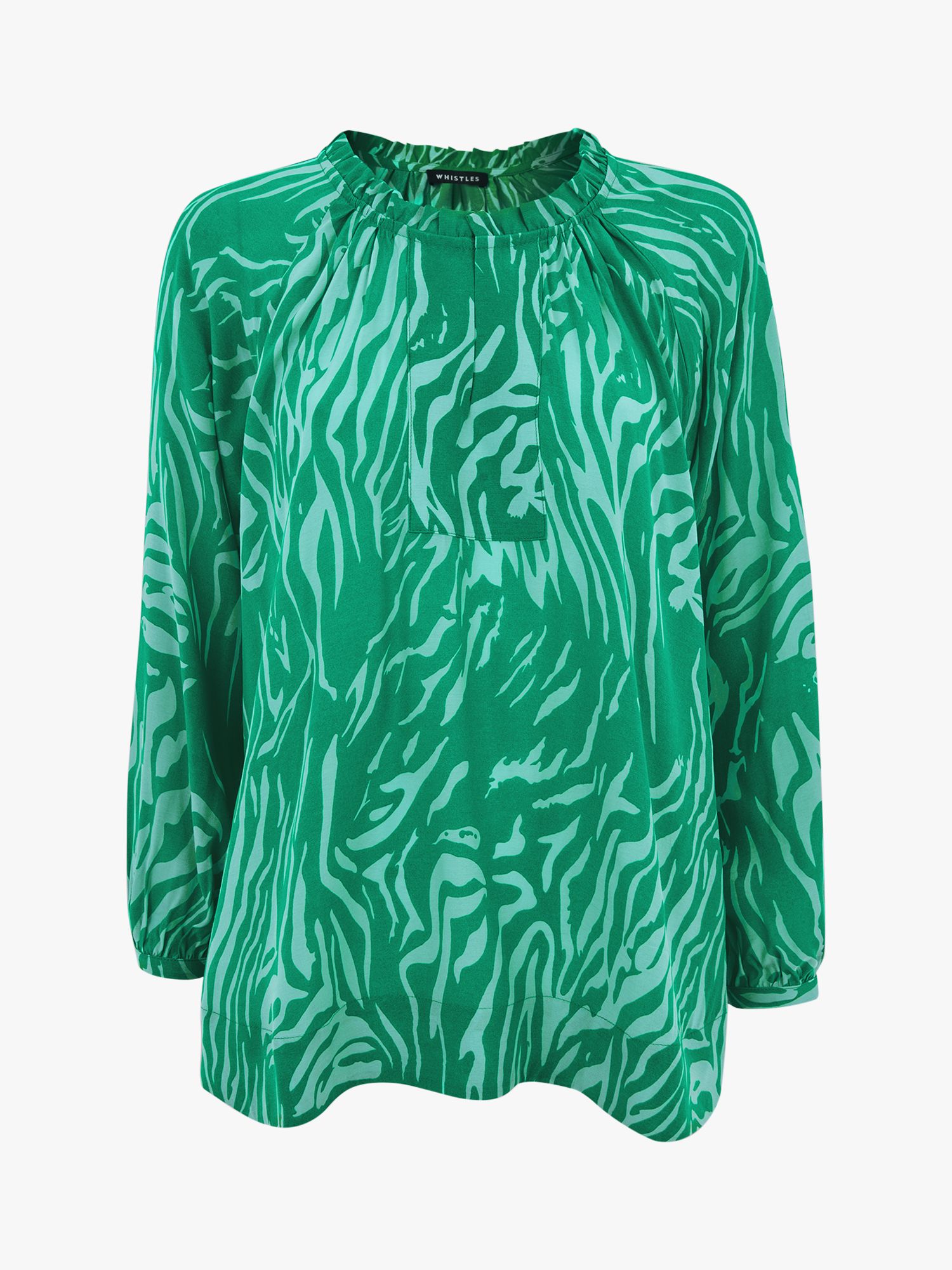 Whistles Tiger Print Blouse, Green/Multi at John Lewis & Partners