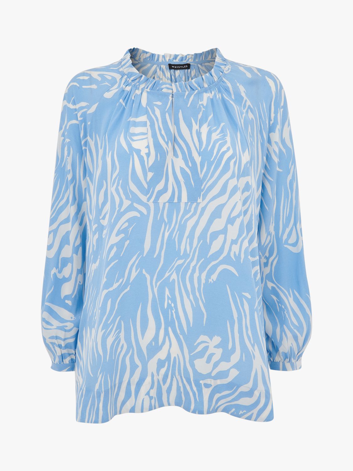 Whistles Tiger Print Blouse, Blue/Multi at John Lewis & Partners