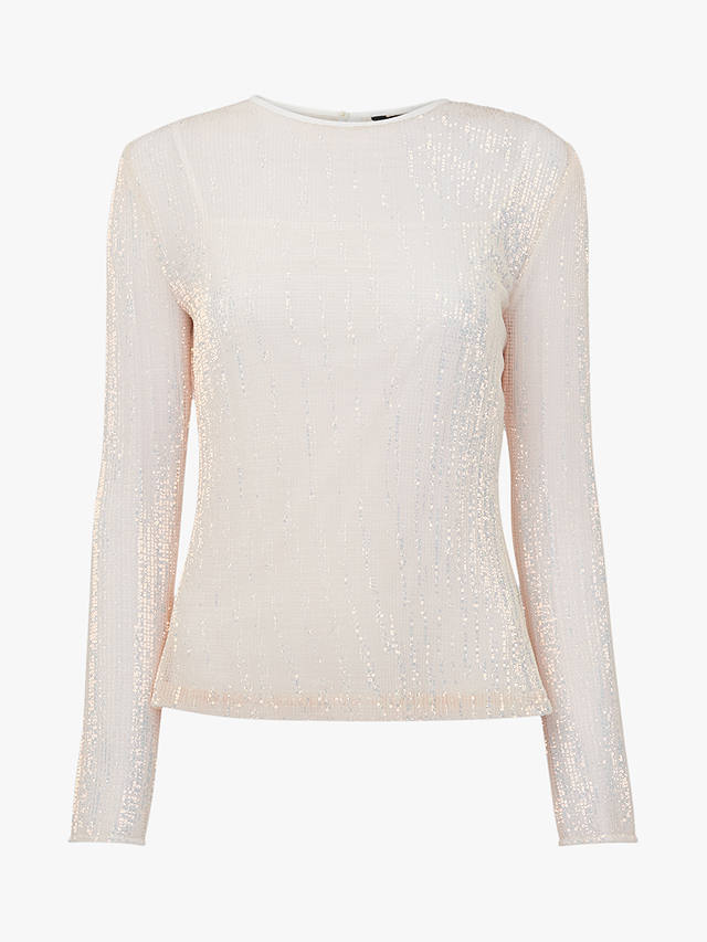 Whistles Sarai Sequin Top, Pale Pink