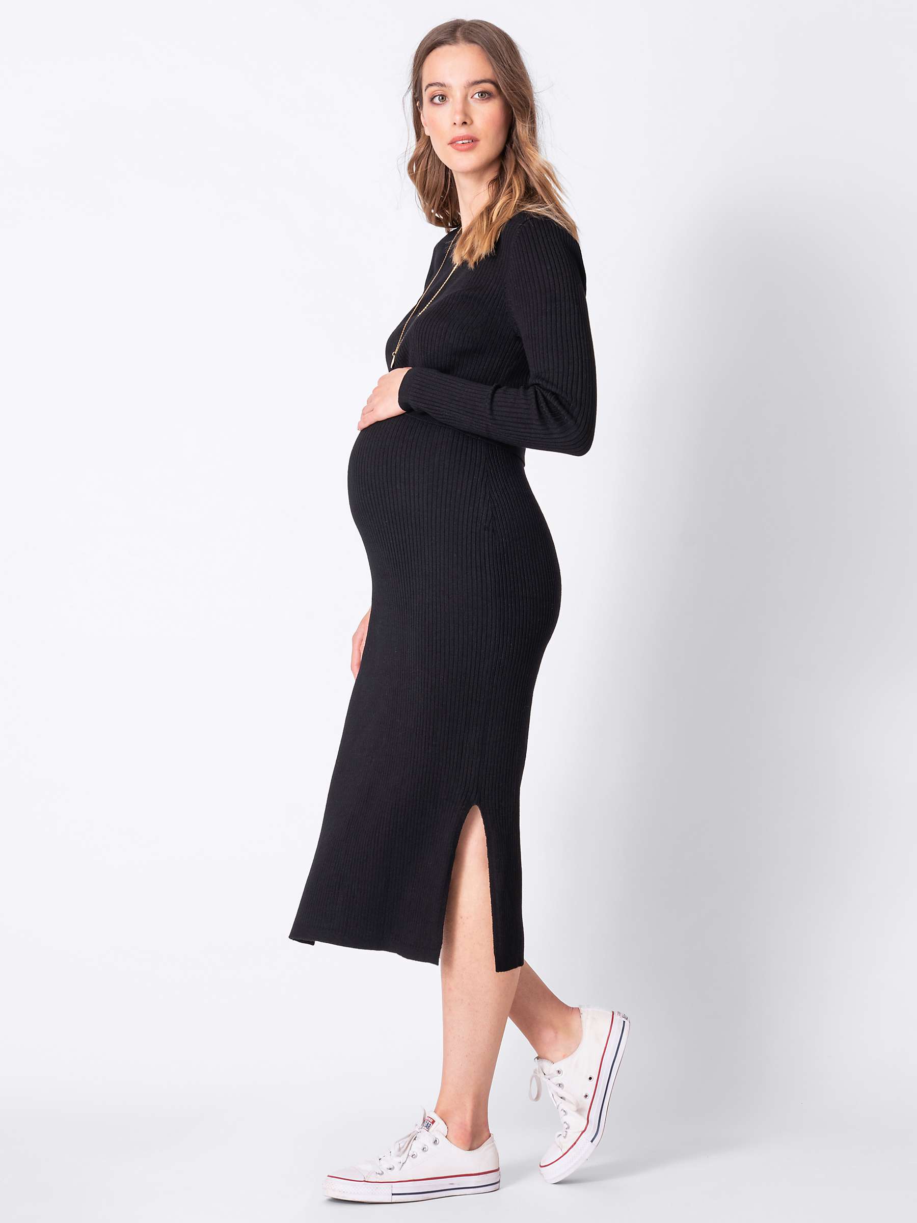 Buy Seraphine Amaya Ribbed Knit Maternity & Nursing Dress, Black Online at johnlewis.com