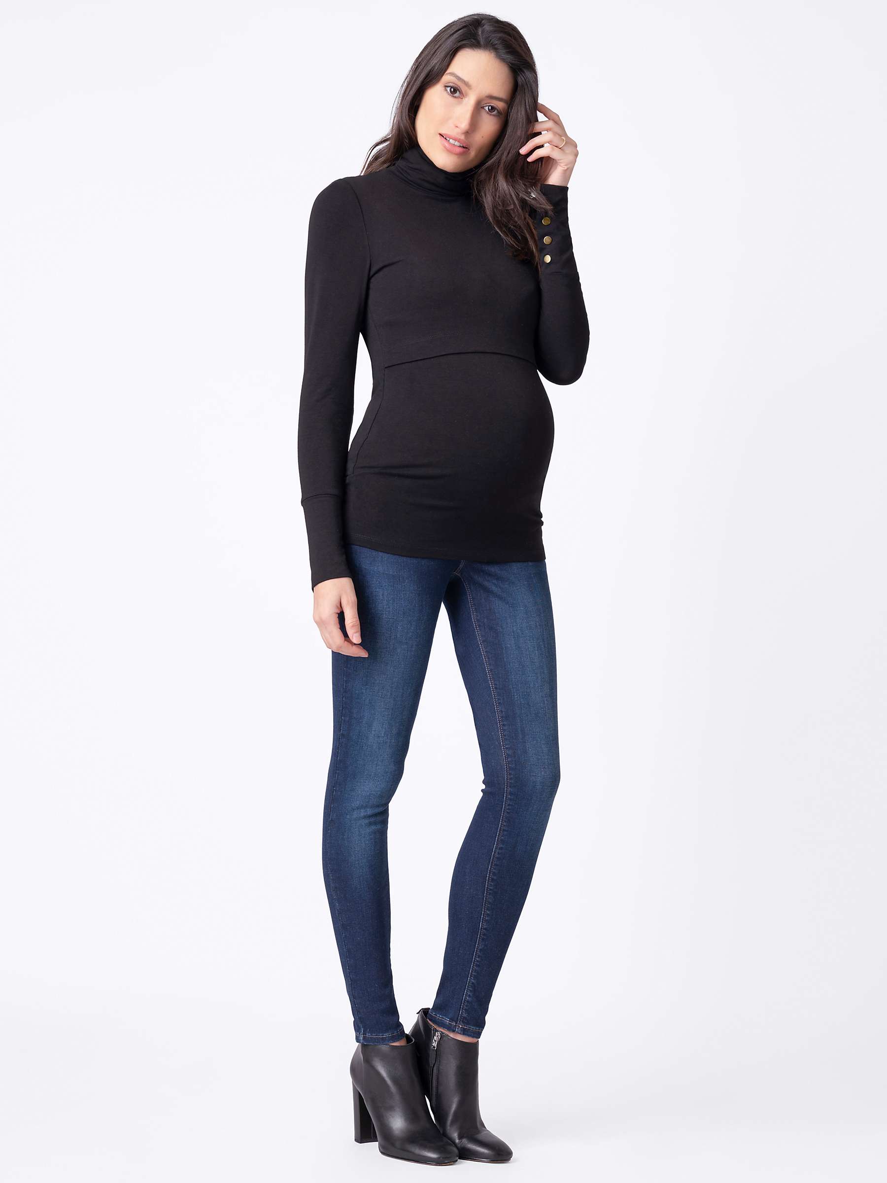 Buy Seraphine Ember Plain Roll Neck Maternity & Nursing Top, Black Online at johnlewis.com