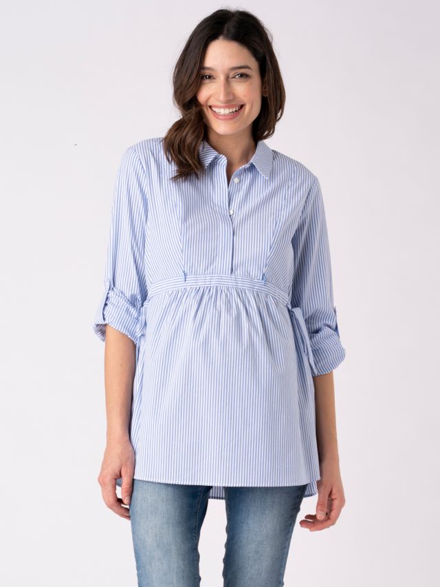 Seraphine Larry Stripe Maternity & Nursing Shirt, Blue, 6