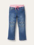 Mini Boden Kids' Heart Patch Jeans, Mid Vintage Denim