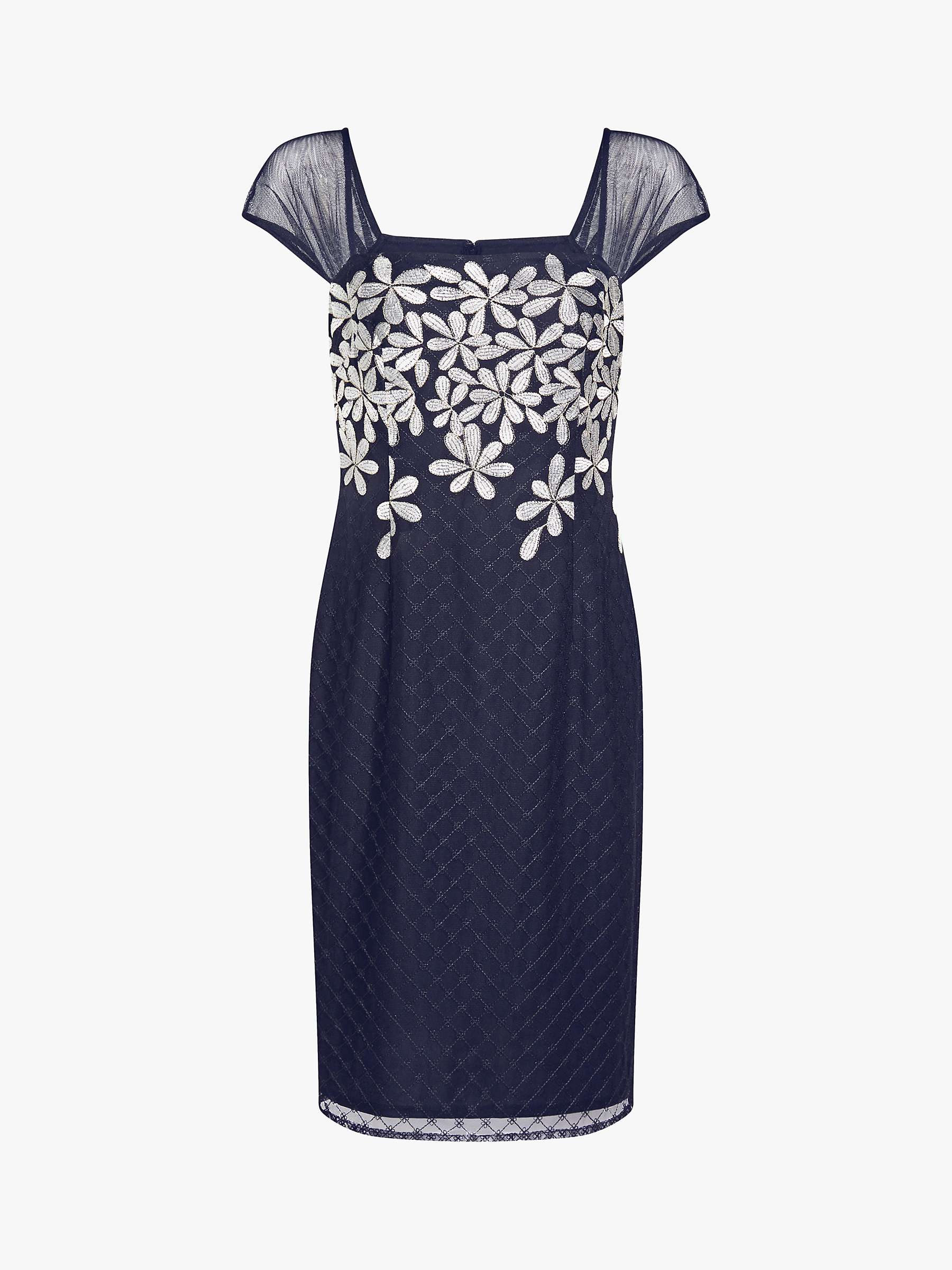 Buy Adrianna Papell Embroidered Floral Cap Sleeve Dress, Navy/Ivory Online at johnlewis.com